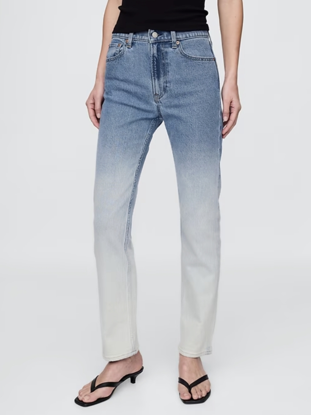 🌟NWT GAP Women's Ombre High-Rise 90'S Straight Jeans - Blue/White Size 28R